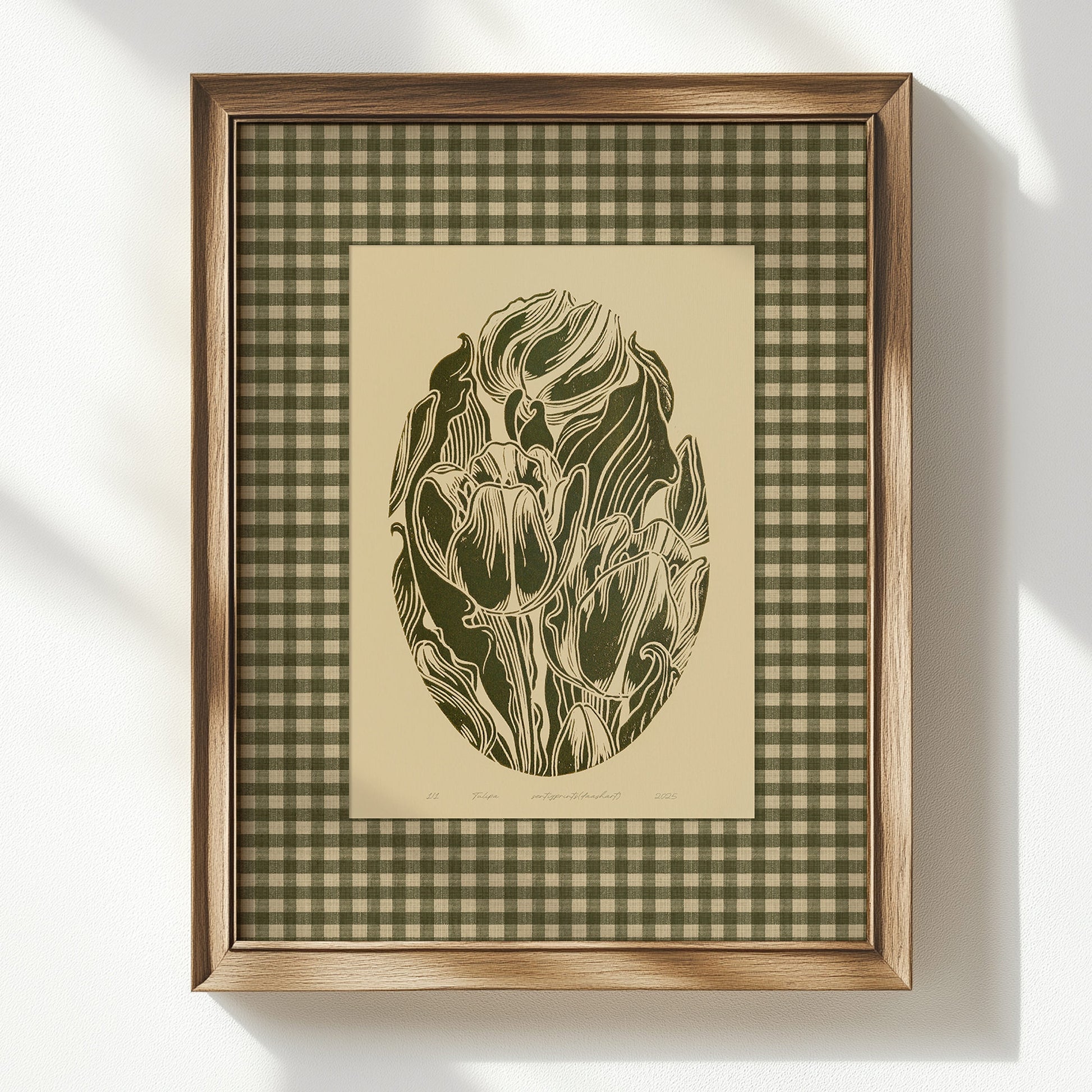 Beige retro cottagecore sage green color gingham tulips flowers large linocut prints floral lino printable wall art master bedroom checkered decor digital poster monochrome farm linogravure godmother gift reading nook rustic grand millennial modern kitchen vintage botanical mom gift living room antique illustration plant lover dining room chateaucore hostess earth tones downloadable instant download home office laundry farmhouse mother grandmother sister self wife women girlfriend Entryway