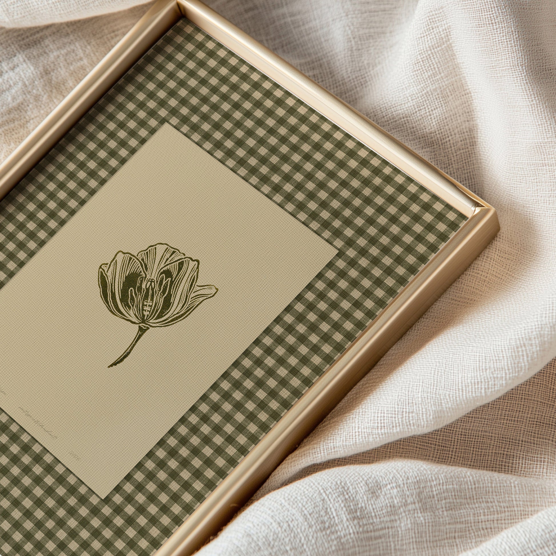 Retro Printable Sage Green Gingham Tulip Flower Linocut Prints Cottagecore Chateaucore Checkered Wall Art Powder Room Decor Digital Poster 
 plant lover gift, neutral earth tones, illustration, office wall decor, reading nook decor, bedroom, nurse gift, niece gift from aunt, digital product, classical, Gift for her, antique illustration, creative workspace, new mom gift, herb, english cottage, country cottage wall decor, soft organic modern, poetic, quiet luxury wall art, slow living wall,