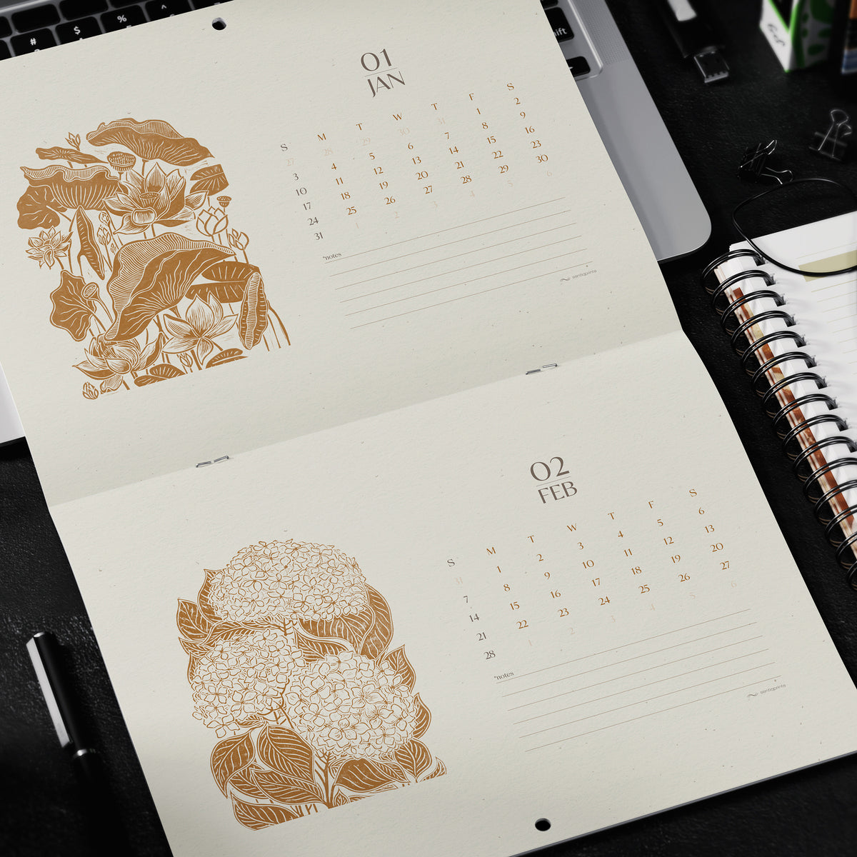 2027 wall printable calendar floral lino prints ochre color monthly botanical wall decor illustrated calendar 11x17in modern kitchen farmhouse wall decor christmas present instant download hydrangea mushroom rose sunflower magnolia snake bellflower flower peonies birds flowers vintage linocut instant xmas botanical digital bedroom new year Cottagecore large hostess coworker homeowner friend nature rustic farmhouse mother grandmother sister self wife women farm girlfriend godmother gift for her