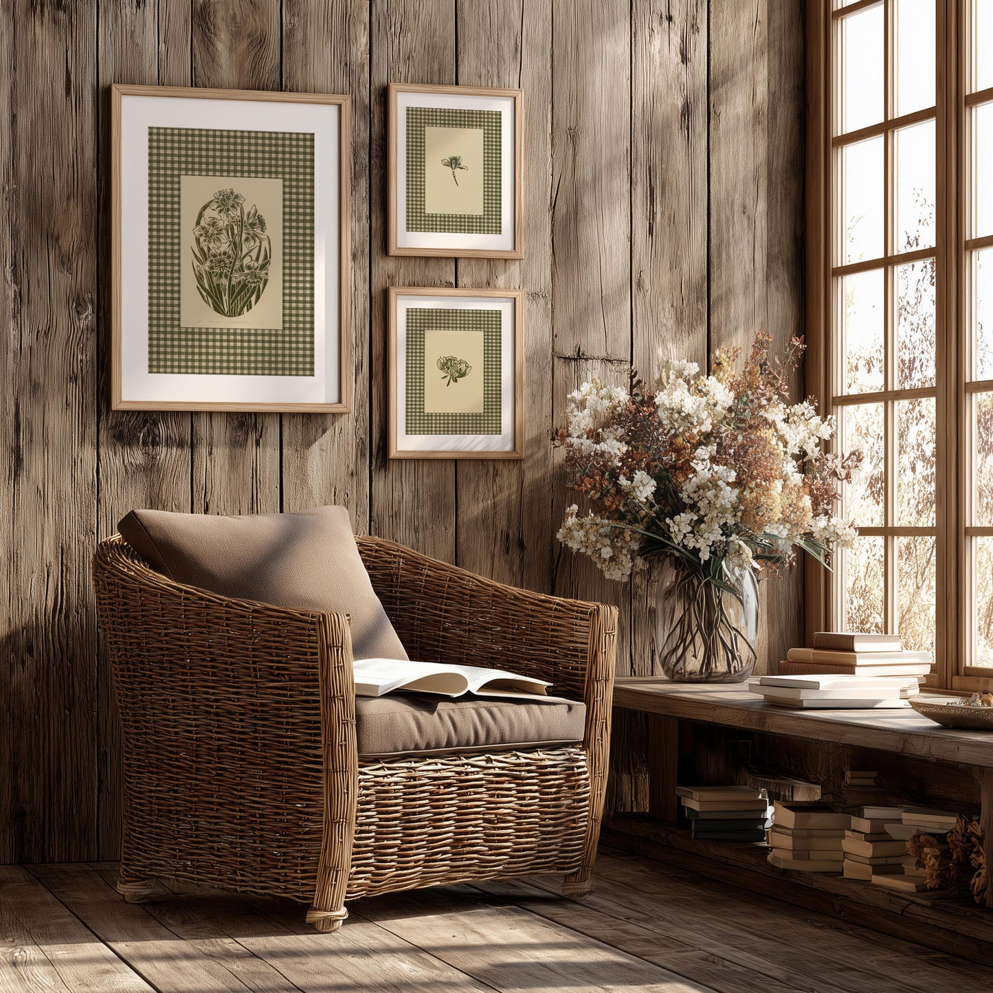 Retro Cottagecore Sage Green Gingham Daffodil Flowers Linocut Prints Floral Printable Bedroom Wall Art Checkered Farm Decor Digital Poster Reading window nook 
traditional printmaking, Engraving, ACADEMIC / INTELLECTUAL AESTHETICS, light academia, classical, literary, vintage book illustration, moody, quiet luxury art, soft neutral, slow living wall decor, romantic, foraged wall art, wife present, Floral wall art, Farmhouse wall decor, Farmhouse wall art, farm kitchen wall