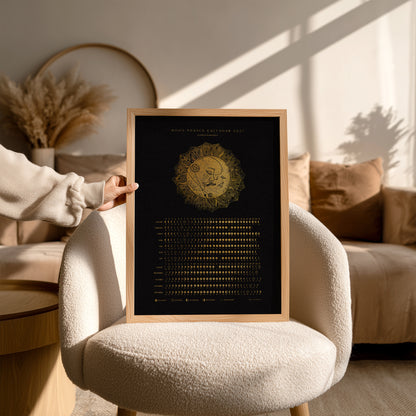 2027 moon phases lunar phases chart printable calendar kiss moon sun linocut prints whimsical decor primary bedroom digital poster lunar new year girlfriend gift INSTANT DOWNLOAD black gold lino glamoratti wall art download home office Dark Academia Mystical boho bohemian classical christmas illustrated workspace coworker new apartment prints modern holiday xmas teacher housewarming homeowner friend downloadable aesthetic wall hanging mother grandmother sister self wife women hostess girlfriend