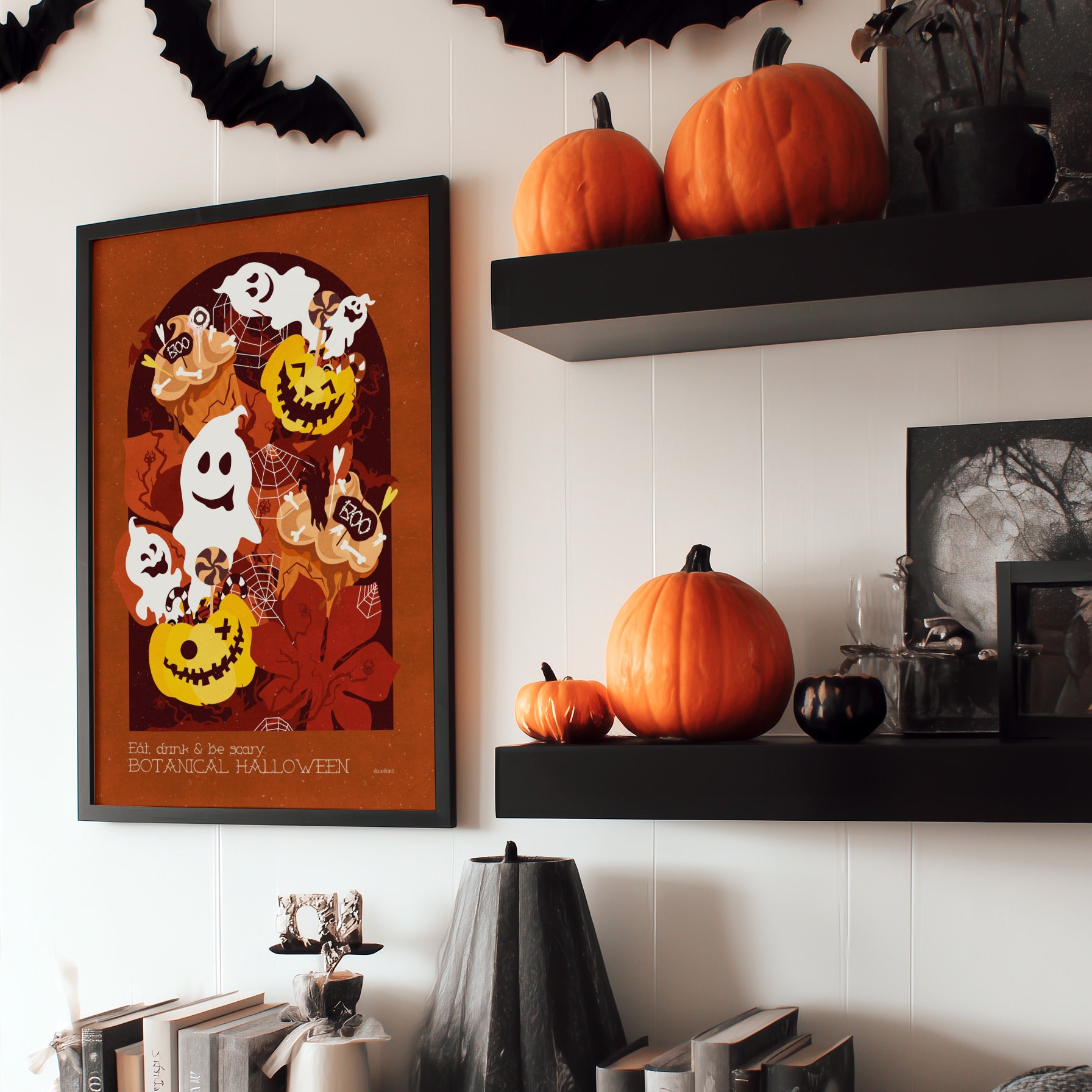 Mystical Halloween Pumpkin Ghost Muffins Dessert Printable Wall Art Dining Entryway Prints Autumn Dark Academia fall Decor Digital Poster nature, rustic, floral, flower, plant, leaf, leaves, digital download, digital product, downloadable art, wall hanging, unique wall art, contemporary art, large prints, moody wall art, trendy wall art, aesthetic wall art, bedroom wall decor, modern kitchen art, dining room decor, botanical poster, cottagecore, rustic, farmhouse, farm bathroom prints, living room wall art