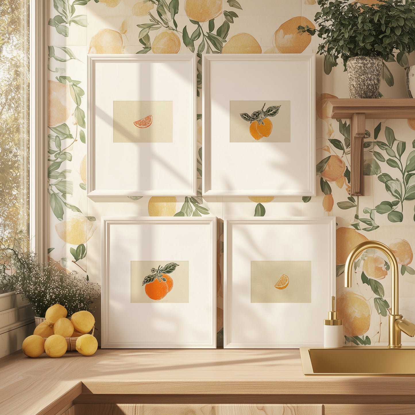 gallery wall set oranges vintage fruits linocut print original artwork citrus botanical wall art modern kitchen lino home gift unique mini set of 4 lemon cottagecore citrus dining room nature lover linogravure retro botanical christmas new home thoughtful autumn summer yellow sage green plant lover office grandmother bedroom living room relief thanksgiving table teacher new apartment handprinted entryway farmhouse mom wife girlfriend sister godmother Thank You Coworker Say Thanks Present