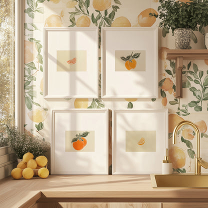 gallery wall set oranges vintage fruits linocut print original artwork citrus botanical wall art modern kitchen lino home gift unique mini set of 4 lemon cottagecore citrus dining room nature lover linogravure retro botanical christmas new home thoughtful autumn summer yellow sage green plant lover office grandmother bedroom living room relief thanksgiving table teacher new apartment handprinted entryway farmhouse mom wife girlfriend sister godmother Thank You Coworker Say Thanks Present