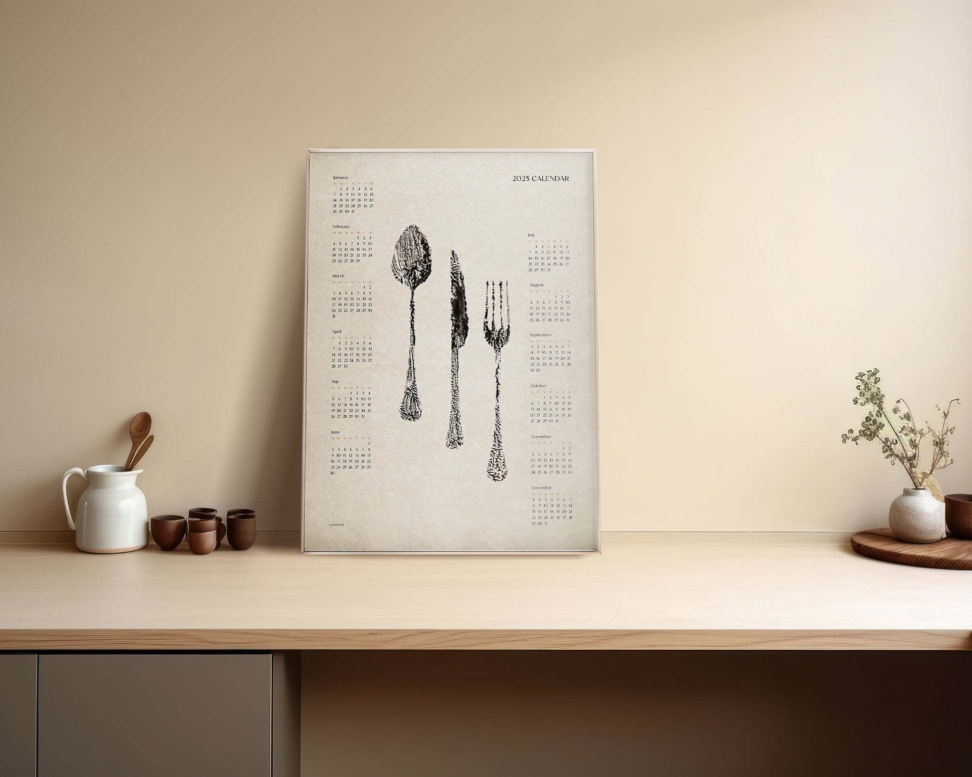 2025 Yearly Calendar
Abstract Poster
Spoon Fork Knife
Monotype Prints
Printable Wall Art
Modern Kitchen Art
Dining Room Decor
INSTANT DOWNLOAD
Digital minimalist
First home gift
New Year's Gift
northern hemisphere
christmas present
