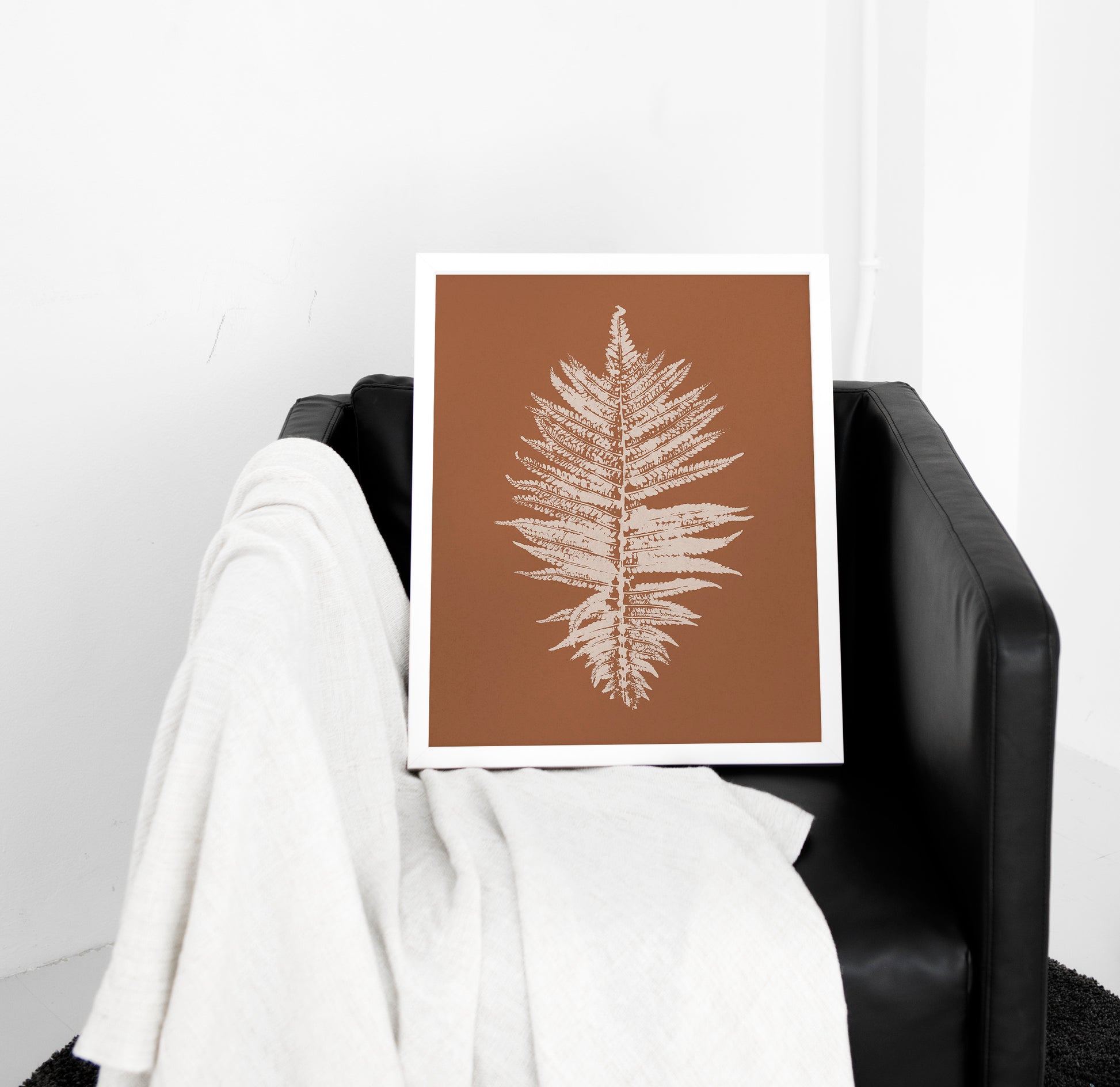 Terracotta and beige fern plant Printable wall art Botanical nature simple poster Farmhouse bedroom or kitchen decor INSTANT DOWNLOAD Large monotype digital poster prints farm farmhouse rustic cottagecore foraged wall art decor