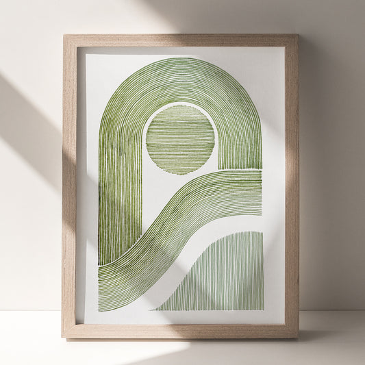 mid century modern sage green color original artwork line drawing abstract arch minimal contemporary primary bedroom home office decor gift for dad husband present man cave garage staircase wall art one of a kind minimalist nordic living room drawing marker hand drawn geometric drawings hallway midimalism shapes self aesthetic father unique eclectic scandinavian trendy kitchen dining dorm laundry above bed entryway housewarming girlfriend hostess coworker Thank You mother sister girlfriend