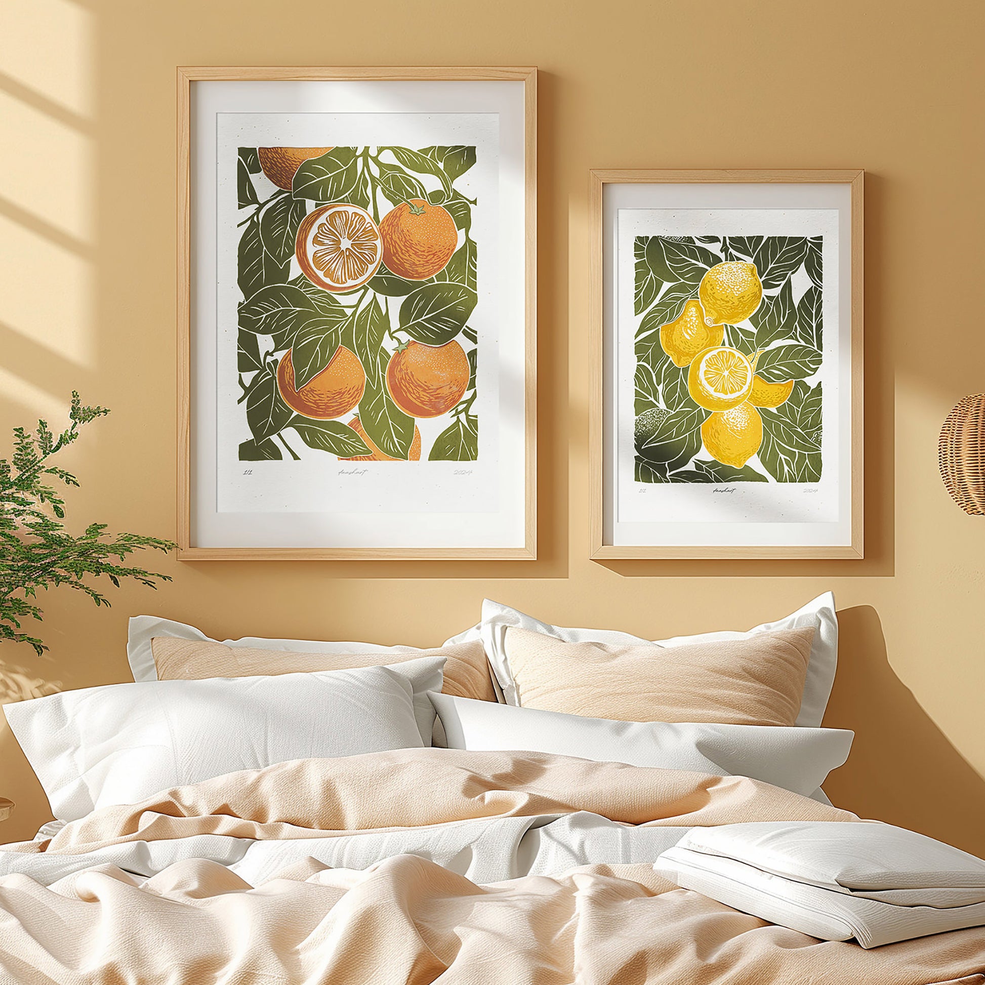 Gallery wall set of 2 Sage green oranges and lemons fruits «Sagreen Lemoranges» Printable linocut wall art posters college graduation gift, gift for best friend female, nurse gift, retirement gift, teacher retirement gift, going away gift for coworker, employee appreciation gift, pass the gift game, realtor closing gift, fathers day gift, grandpa gift, new dad gift, sister birthday gift, boyfriend gift, couple gift, best friend gift, girlfriend gift, sister gift, big sister gift, daughter gift, best man