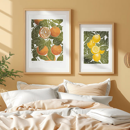 Gallery wall set of 2 Sage green oranges and lemons fruits «Sagreen Lemoranges» Printable linocut wall art posters college graduation gift, gift for best friend female, nurse gift, retirement gift, teacher retirement gift, going away gift for coworker, employee appreciation gift, pass the gift game, realtor closing gift, fathers day gift, grandpa gift, new dad gift, sister birthday gift, boyfriend gift, couple gift, best friend gift, girlfriend gift, sister gift, big sister gift, daughter gift, best man