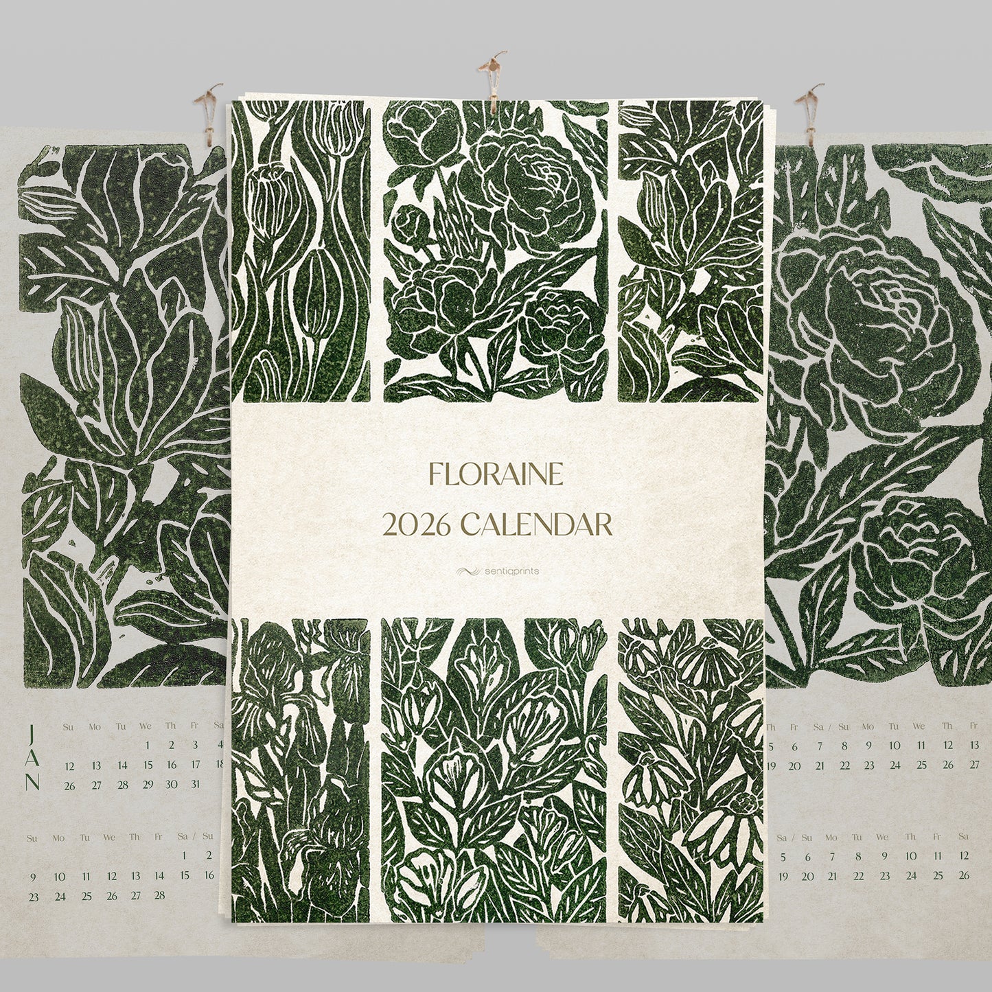 printable calendar vintage style 2026 wall calendar botanical decor floral lino print linocut flowers 11x17in illustrated modern kitchen bedroom home office instant download new year monthly digital plant lover gift Cottagecore large hostess dining room vertical Christmas xmas teacher coworker housewarming new homeowner friend home nature downloadable rustic hanging farmhouse mother grandmother sister self wife women farm hostess girlfriend foraged godmother for her antique decoration new year gift ideas