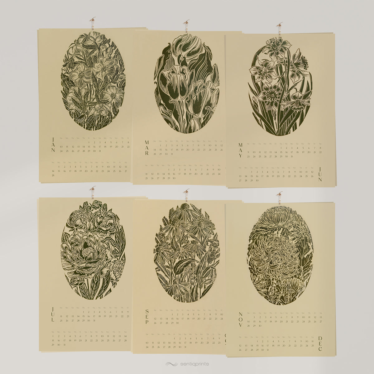 printable vintage botanical 2027 wall calendar meadowland green linocut flowers handprint prints nordic lodge home office decor INSTANT DOWNLOAD chrysanthemum iris echinacea peonies vintage linogravure english cottage art floral lino illustrated modern kitchen bedroom new year digital plant lover gift Cottagecore large hostess dining vertical Christmas xmas housewarming new homeowner friend nature rustic farmhouse mother grandmother sister self wife women farm girlfriend godmother gift for her