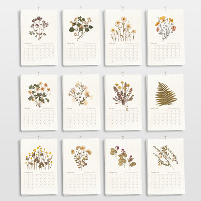 Earth tones nature printable calendar monthly calendar digital planner pressed flower plant lover gift home office decor instant download vintage herbarium cottagecore wall art 2027 large calendar christmas hostess new year 2027 gift farmhouse wall decor botanical fireplace living room 