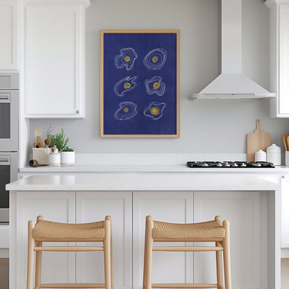 Navy blue abstract lines eggs Printable wall art poster printable modern kitchen dining room decor