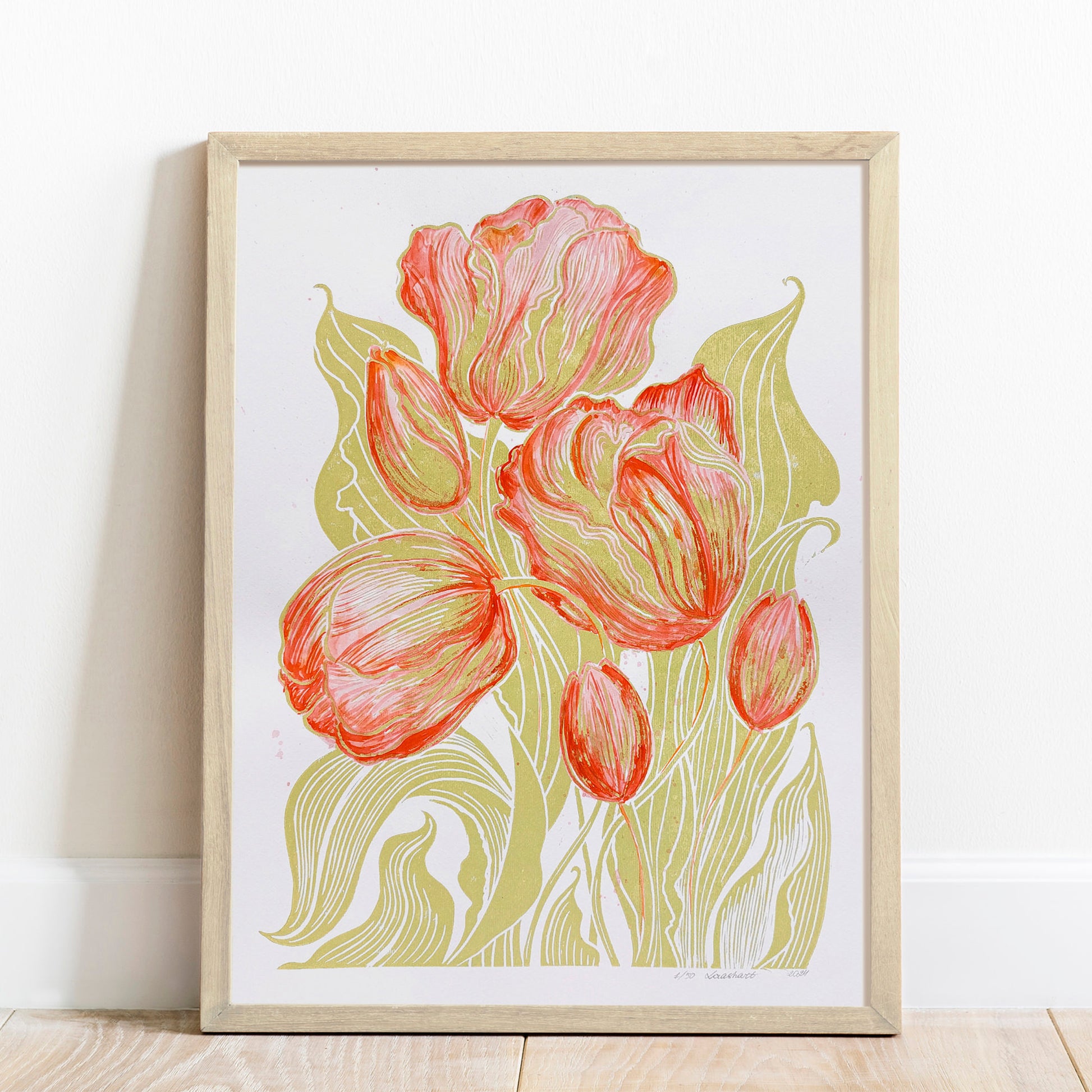 Watercolor red tulips flowers Lime cream green plant Botanical linocut print  Nature original art, nature lover gift, mothers day gift ideas, mothers day gift from daughter, mothers day gift, mother in law gift, mom birthday gift, Modern kitchen art, long distance gift, living room wall art minimalist, Living room wall art, laundry room decor, kitchen wall art, Housewarming gift, hostess gift, home gift unique, heirloom gift 