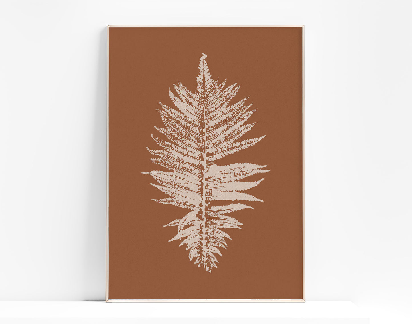 Terracotta and beige fern plant Printable wall art Botanical nature simple poster Farmhouse bedroom or kitchen decor INSTANT DOWNLOAD Large monotype digital poster prints farm farmhouse rustic cottagecore foraged wall art decor