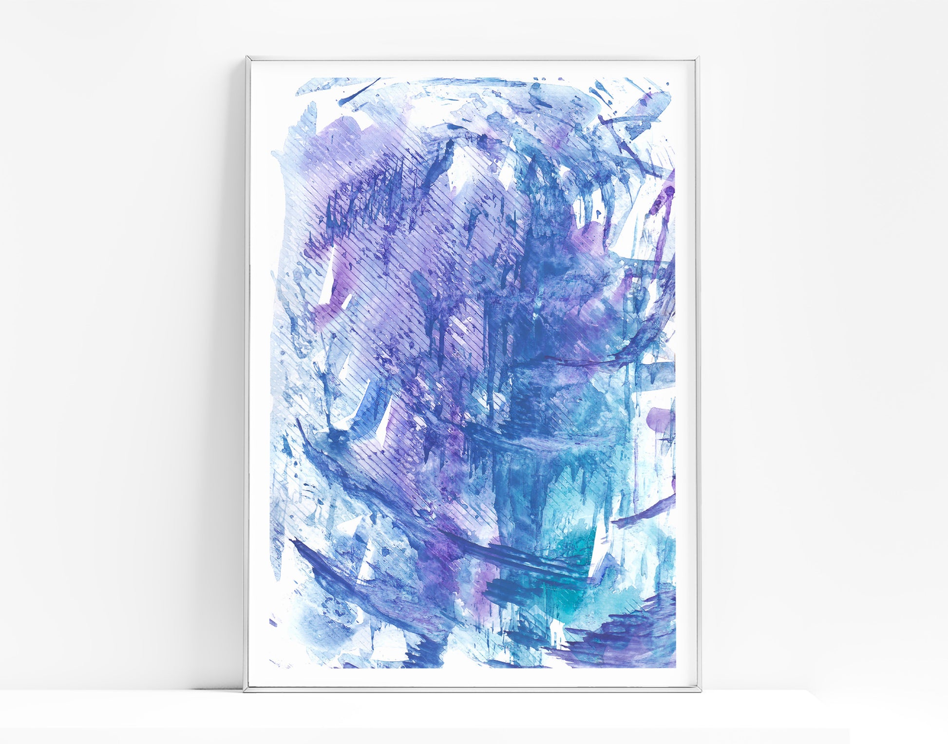 Blue and purple abstract painting «Textured Impressions I» poster Printable wall art Contemporary modern Instant download New home gift Modern living room Bedroom abstraction Digital wall decor 