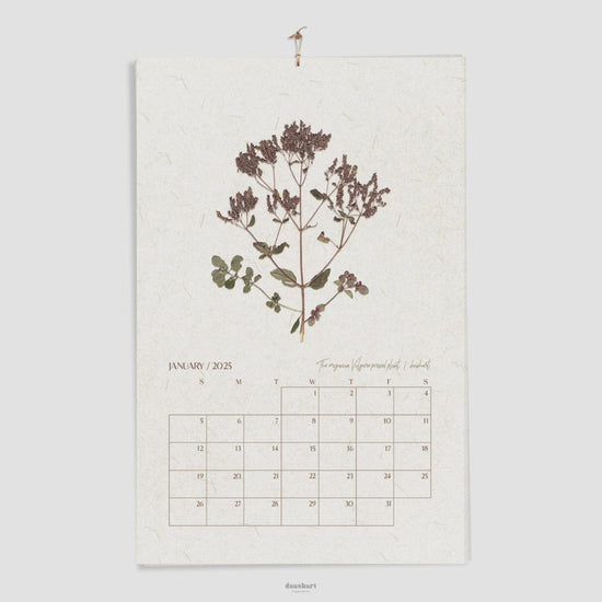 2026 Large Printable Calendar Monthly Planner 11x17in Vintage Pressed Flower and Plants Wall Herbarium Cottagecore Decor INSTANT DOWNLOAD