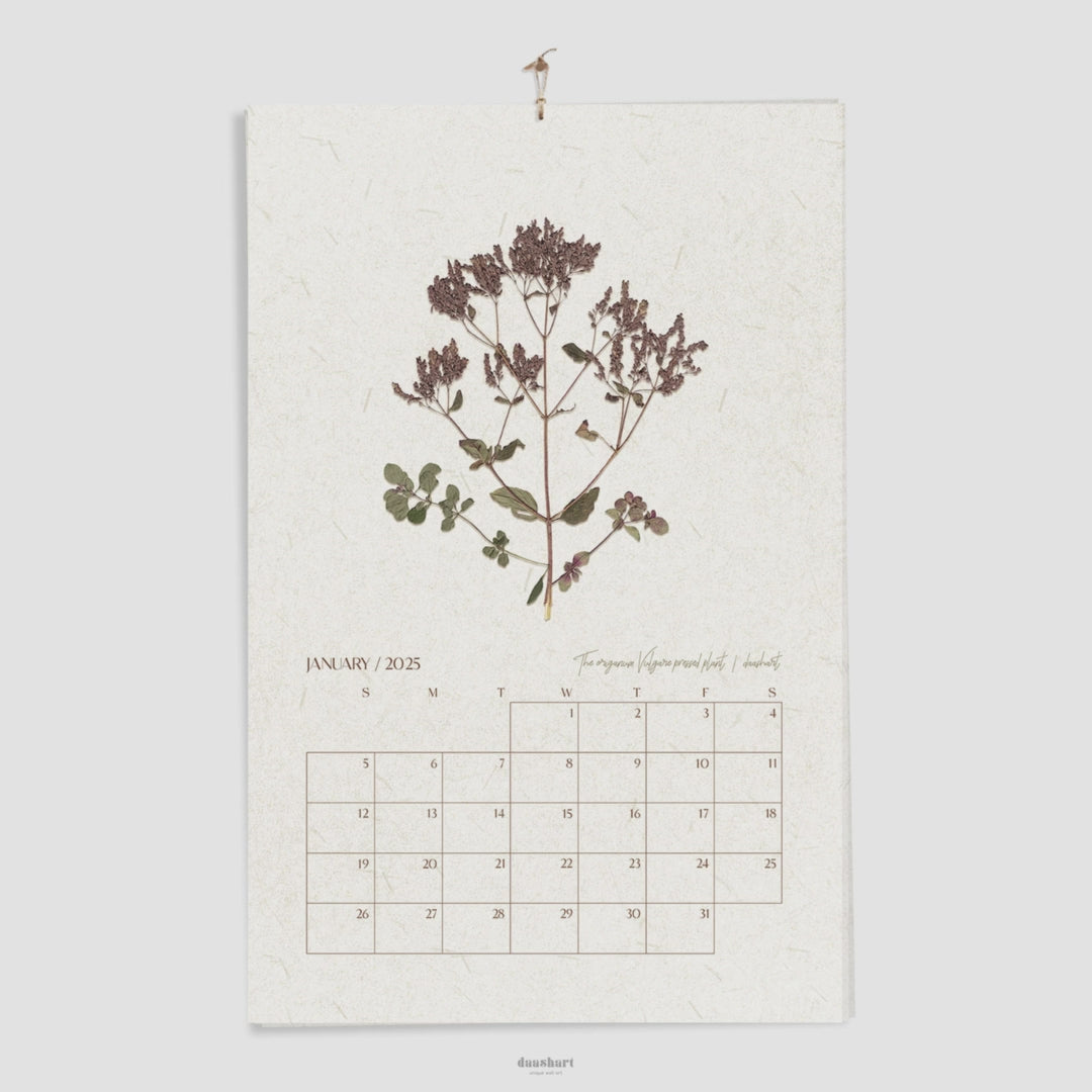 2026 Large Printable Calendar Monthly Planner 11x17in Vintage Pressed Flower and Plants Wall Herbarium Cottagecore Decor INSTANT DOWNLOAD