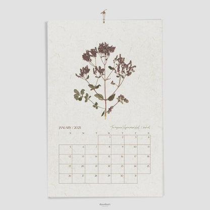 2026 Large Printable Calendar Monthly Planner 11x17in Vintage Pressed Flower and Plants Wall Herbarium Cottagecore Decor INSTANT DOWNLOAD
