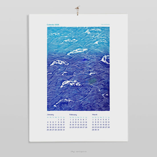 2026 wall printable illustrated calendar blue ocean waves fish sky clouds bird linocut monotype prints bedroom decor INSTANT DOWNLOAD coastal wall hampton digital download new year gift ideas 
heirloom gift, long distance gift, gift for husband, thinking of you gift, new job gift, girlfriend gift, gift for boyfriend, gift for her friend, anniversary gift, teacher appreciation gift, easter gift, grandma gift, new mom gift, grandmother gift, gift for aunt, hostess gift, teacher appreciation back to school