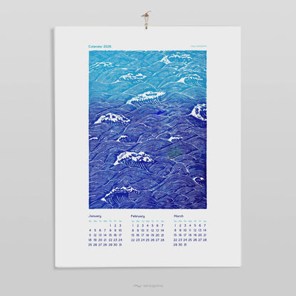 2026 wall printable illustrated calendar blue ocean waves fish sky clouds bird linocut monotype prints bedroom decor INSTANT DOWNLOAD coastal wall hampton digital download new year gift ideas 
heirloom gift, long distance gift, gift for husband, thinking of you gift, new job gift, girlfriend gift, gift for boyfriend, gift for her friend, anniversary gift, teacher appreciation gift, easter gift, grandma gift, new mom gift, grandmother gift, gift for aunt, hostess gift, teacher appreciation back to school