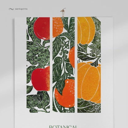 Bright rustic linogravure botanical wall printable 2027 wall calendar orange lemon pear apple banana fruits pumpkin vegetable 11x18in linocut prints INSTANT DOWNLOAD modern kitchen art brekfast nook decor pantry illustrated digital download dining room new year 2027 gift vertical monthly floral food foodie Christmas xmas gift coworker housewarming new homeowner office friend home nature lover downloadable farmhouse mother grandmother sister self wife women farm cottagecore hostess girlfriend
