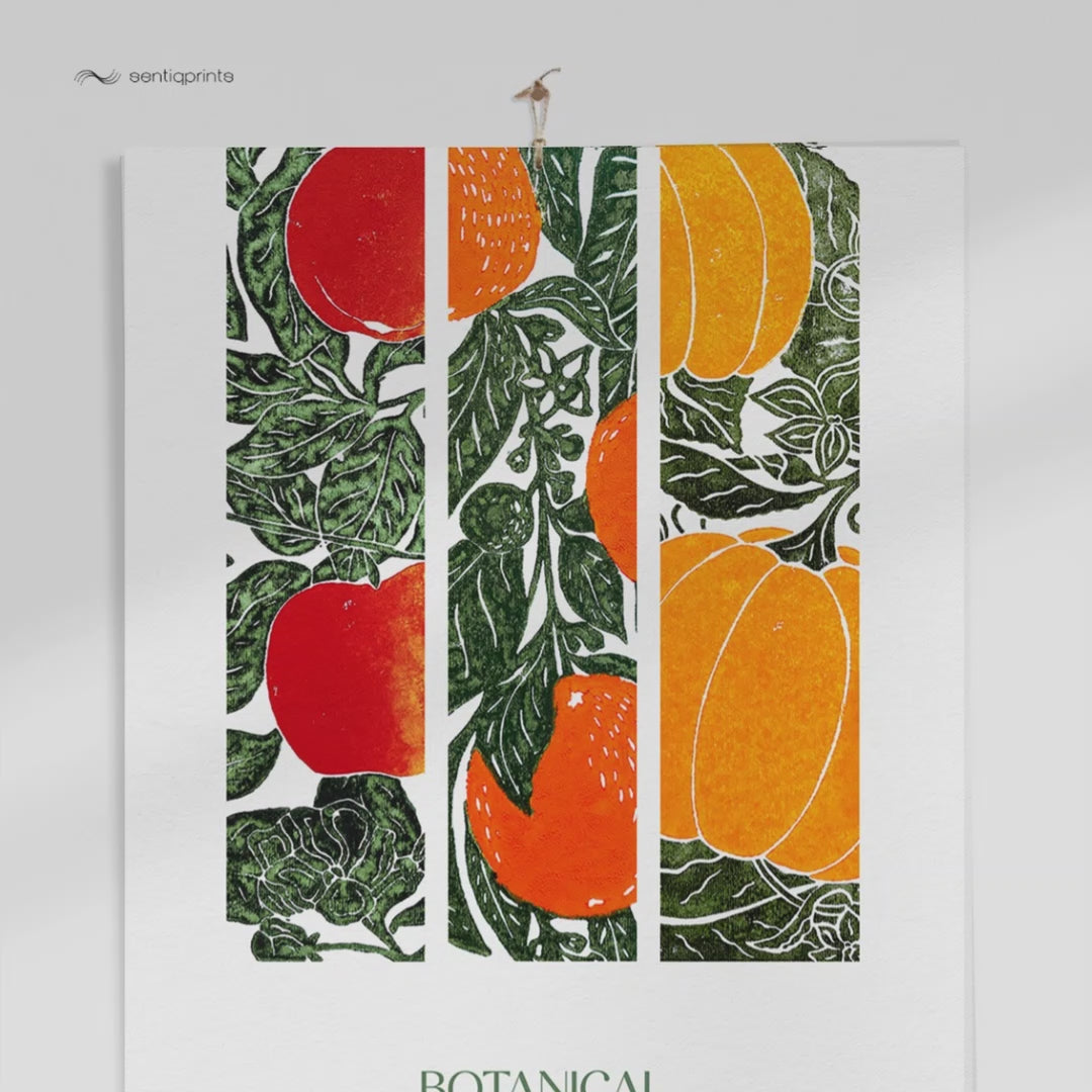 Bright rustic linogravure botanical wall printable 2027 wall calendar orange lemon pear apple banana fruits pumpkin vegetable 11x18in linocut prints INSTANT DOWNLOAD modern kitchen art brekfast nook decor pantry illustrated digital download dining room new year 2027 gift vertical monthly floral food foodie Christmas xmas gift coworker housewarming new homeowner office friend home nature lover downloadable farmhouse mother grandmother sister self wife women farm cottagecore hostess girlfriend