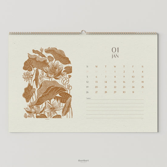 2026 wall printable calendar floral lino prints linogravure ochre color linocut prints monthly botanical wall decor illustrated 11x17in modern kitchen farmhouse wall decor christmas present instant download hydrangea mushroom lotus magnolia birds poppies  bellflowers peonies sunflower snake  rose autumn laves chrysanthemum 
home gift unique, self gift, house warming gift, housewarming gift, thank you gift, Thoughtful Autumn Gift, heirloom gift, long distance gift, gift for husband, thinking of you gift,