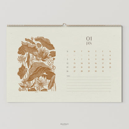2026 wall printable calendar floral lino prints linogravure ochre color linocut prints monthly botanical wall decor illustrated 11x17in modern kitchen farmhouse wall decor christmas present instant download hydrangea mushroom lotus magnolia birds poppies  bellflowers peonies sunflower snake  rose autumn laves chrysanthemum 
home gift unique, self gift, house warming gift, housewarming gift, thank you gift, Thoughtful Autumn Gift, heirloom gift, long distance gift, gift for husband, thinking of you gift,