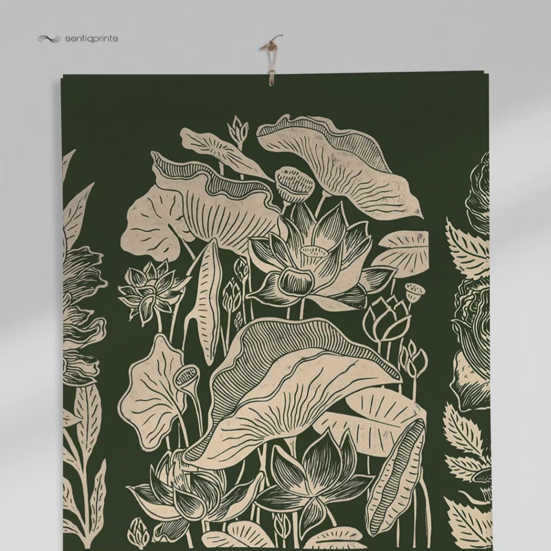 Dark green printable botanical flowers monthly 11x17in linocut prints illustrated calendar living room wall art home office decor new year hostess gift grandmother gift INSTANT DOWNLOAD 2027 wall calendar floral lino nature lover bedroom self vintage christmas xmas digital product modern kitchen plant Cottagecore large hostess vertical coworker housewarming new homeowner friend downloadable rustic hanging farmhouse mother grandmother sister wife women farm girlfriend foraged godmother for her