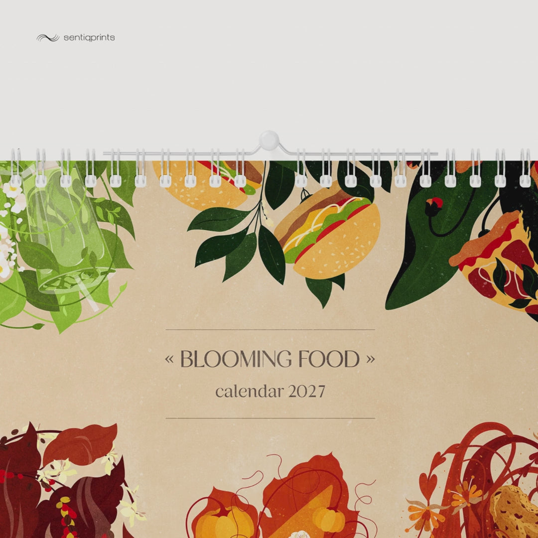 printable calendar 2027 foodie monthly calendar personalized art floral fast food drink illustration illustrated calendar 17x11in botanical wall modern kitchen dining room decor digital download breakfast nook rainbow instant download Christmas xmas gift coworker housewarming new homeowner office friend home office nature lover large downloadable vintage rustic bedroom aesthetic hanging  farmhouse mother grandmother sister self wife women farm cottagecore hostess girlfriend staircase pantry
