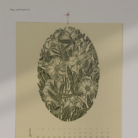 printable vintage botanical 2027 wall calendar meadowland green linocut flowers handprint prints nordic lodge home office decor INSTANT DOWNLOAD chrysanthemum iris echinacea peonies vintage linogravure english cottage art floral lino illustrated modern kitchen bedroom new year digital plant lover gift Cottagecore large hostess dining vertical Christmas xmas housewarming new homeowner friend nature rustic farmhouse mother grandmother sister self wife women farm girlfriend godmother gift for her