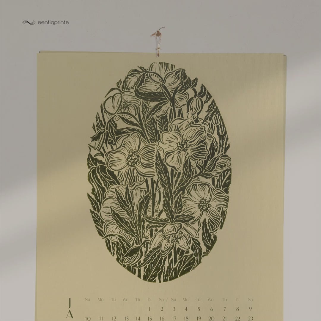 printable vintage botanical 2027 wall calendar meadowland green linocut flowers handprint prints nordic lodge home office decor INSTANT DOWNLOAD chrysanthemum iris echinacea peonies vintage linogravure english cottage art floral lino illustrated modern kitchen bedroom new year digital plant lover gift Cottagecore large hostess dining vertical Christmas xmas housewarming new homeowner friend nature rustic farmhouse mother grandmother sister self wife women farm girlfriend godmother gift for her