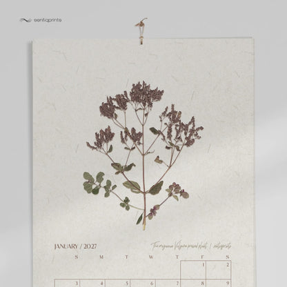Earth tones nature printable calendar monthly calendar digital planner pressed flower plant lover gift home office decor instant download vintage herbarium cottagecore wall art 2027 large calendar christmas hostess new year 2027 gift farmhouse wall decor botanical retro chateaucore grand millennial modern kitchen mom gift rustic living room antique illustration dining room hostess thank you downloadable bedroom housewarming mother grandmother sister wife women girlfriend Entryway reading nook