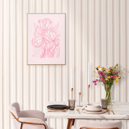 Spring trendy pink wall art Hand drawn tulips flower sketch Line floral large botanical poster Printable neutral prints Bedroom living room decor digital instant download