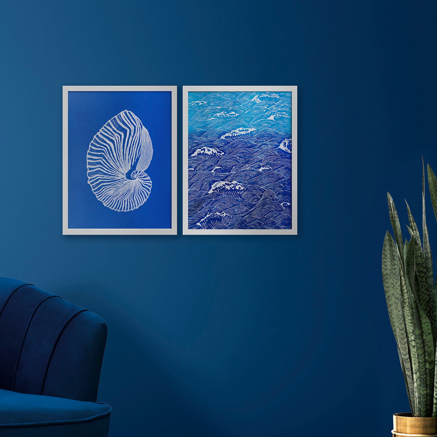 abstract sea shell japanese waves linocut print gallery wall set of 2 artworks maritime living art coastal minimalist mindfulness decor new year gift ideas lino printmaking linogravure beach house hampton summer original artwork 
 long distance gift, living room wall art minimalist, Living room wall art, Linoleum print, Linogravure, Linocut print, Lino print, dopamine, laundry room decor, kitchen wall art, illustration print, Housewarming gift, hostess gift, home gift unique, heirloom gift, handmade gift 