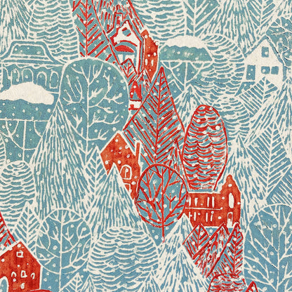 Light blue retro winter blue forest snow red house village printable wall art large linocut prints festive kids room master bedroom decor digital poster rustic christmas funny lino fine art linogravure instant download lovers present farm dining room holiday season foraged self gift affordable nature thank you mom aesthetic home office housewarming new downloadable hanging moody kitchen dorm laundry mom mother grandmother sister wife women hostess girlfriend toddler room xmas kitchen entryway