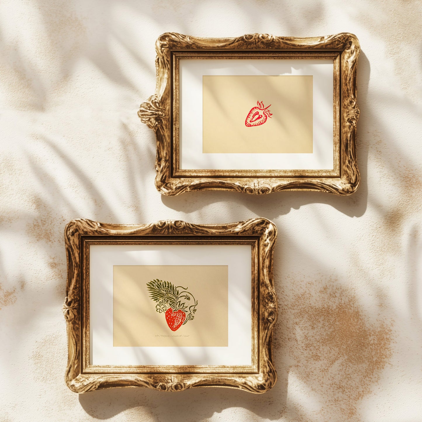 cottagecore wall art vintage fruits strawberries linocut print gallery wall set of 2 modern kitchen botanical decor original artwork berries slice lino print linogravure dining room nature lover gift rustic farmhouse 
hostess block relief printmaking hand carved handprint unique ideas floral plant cottage core dopamine retro eclectic aesthetic chic moody princess girly sage green hanging farm chateaucore spring summer bedroom living room dorm above bed entryway home office new housewarming