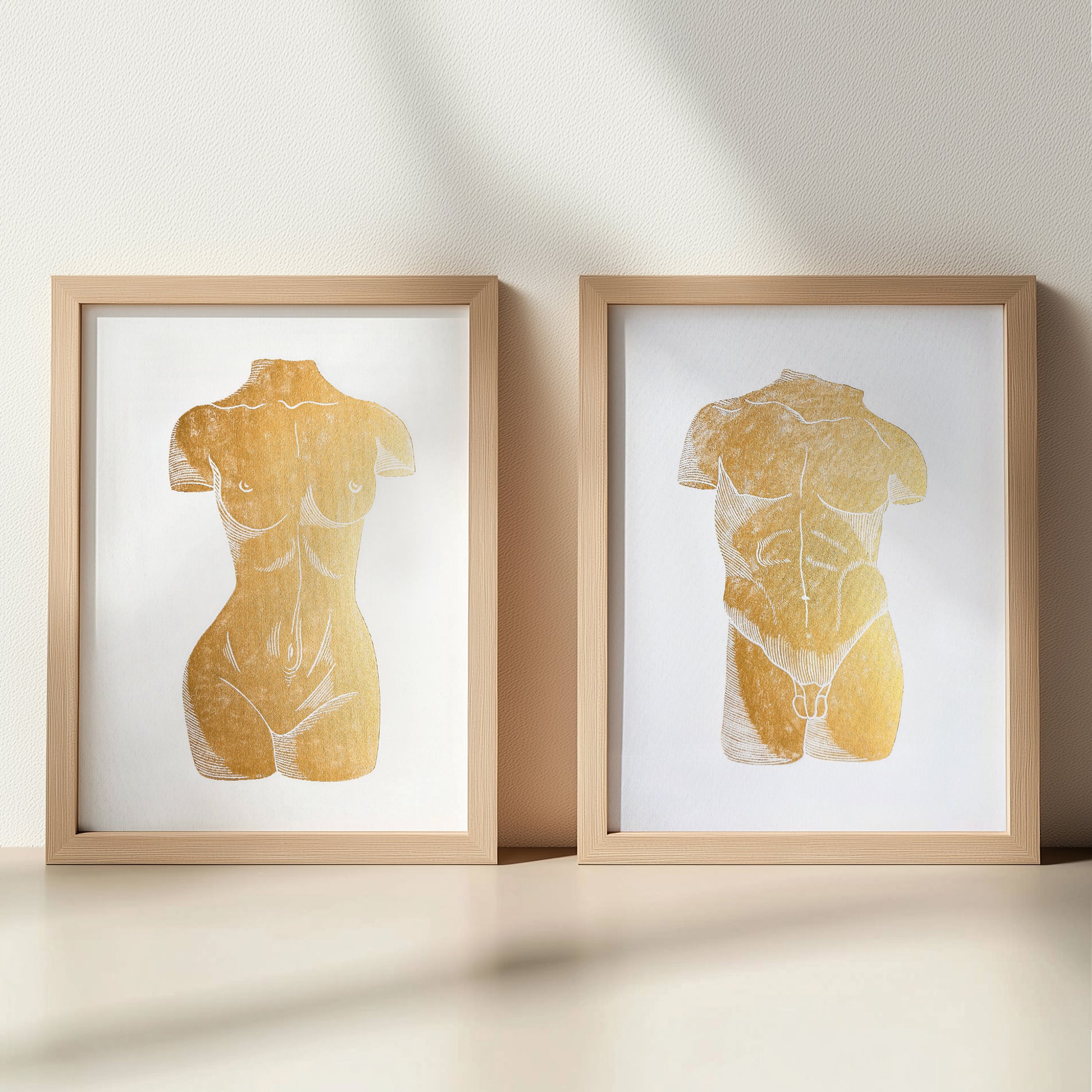 gallery wall set of 2 linocut print linogravure gold male female antique sculptures classical style original artwork bedroom wall decor christmas gift couple anniversary gift lino Linogravure wall hanging, unique wall art, trendy, thank you gift, boss, teacher appreciation gift, Summer, Spring wall art, sister in law gift,&nbsp; self gift, rustic wall art, retirement, Relief print, realtor closing gift, Printmaking art, plant lover gift, original illustration, original artwork, one of a kind