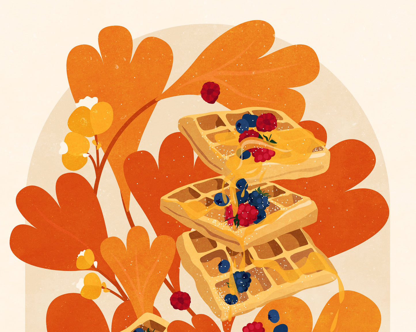 Details Orange and yellow Botanical vintage waffles poster