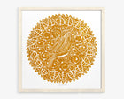Ochre floral cockatiel parrot Linocut print UNFRAMED