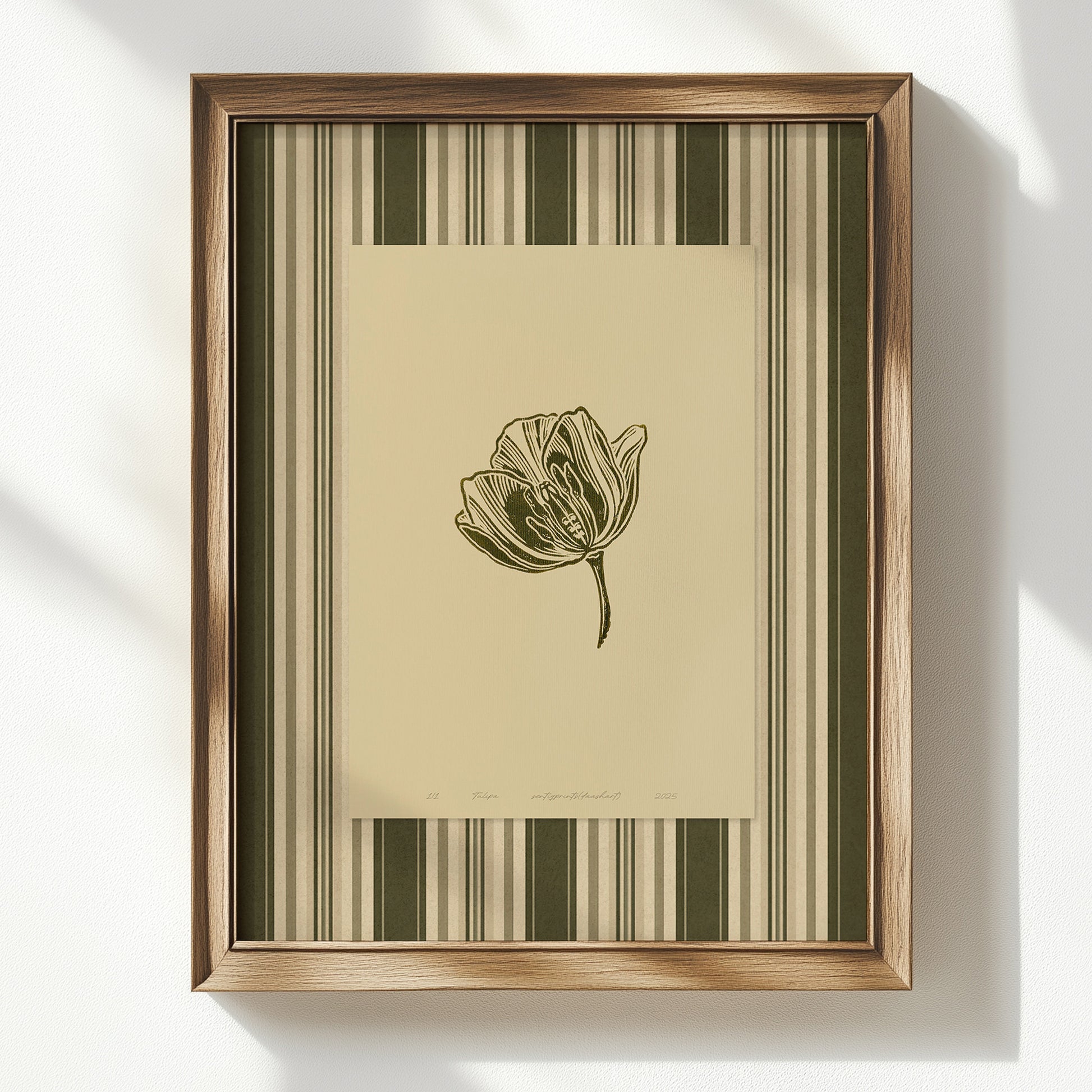 Beige retro cottagecore tulip flower large linocut prints sage green color striped printable wall art living room dining room decor grandmother present self gift digital poster rustic linogravure vintage lino relief texture Monochrome master bedroom home office godmother botanical floral lino earth tone grand millennial hallway mom antique illustration plant lover chateaucore hostess downloadable nature instant download housewarming kitchen laundry farmhouse mother sister wife women girlfriend