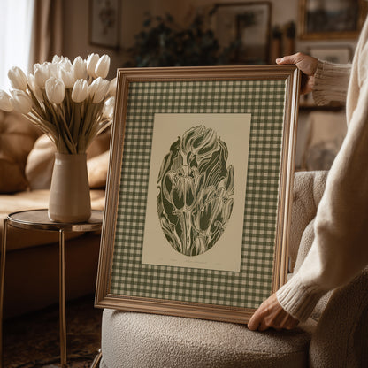 Retro Cottagecore Sage Green Gingham Tulips Flowers Linocut Prints Floral Printable Master Bedroom Wall Art Checkered Decor Digital Poster
wall hanging, Vintage art, trendy wall art, thank you gift boss, downloadable art, teacher appreciation gift, Summer wall art, sister in law gift, shelf decor, self gift, creative workspace, Folk botanical, rustic, Retro, retirement gift, contemporary, scandinavian, digital download, realtor closing gift, Xmas present, Woodland fairytale, plant lover gift