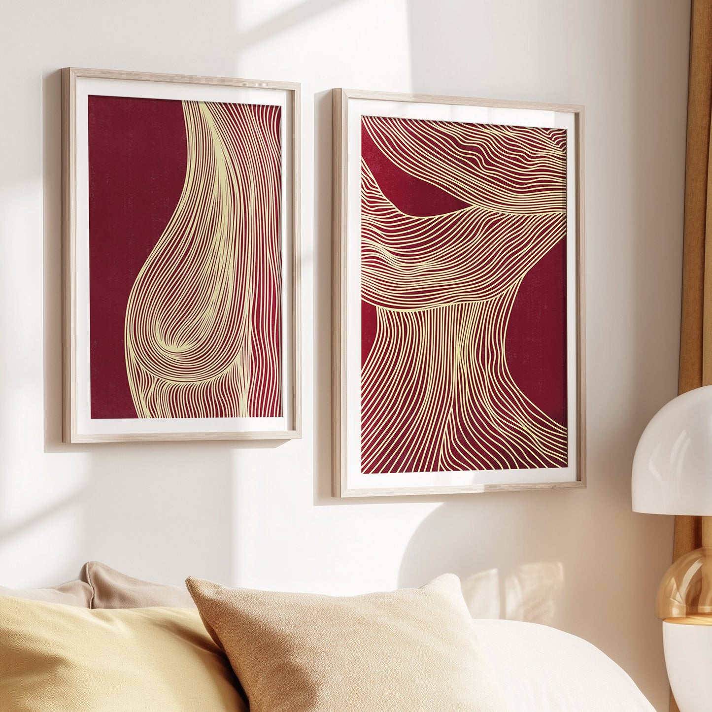 trendy 2026 palette burgundy red cherry butter yellow color relaxing abstract contemporary lines printable wall art mid century modern powder room decor above bed aesthetic prints digital poster
 unique self gift toddler reading nook 16th birthday 21st birthday gift for her 21st birthday gift handmade house warming&nbsp; living room office entryway modern spa digital instant gift for her for him mudroom for friend graduation teacher appreciation hallway gift download poster large barista girlfriend gift