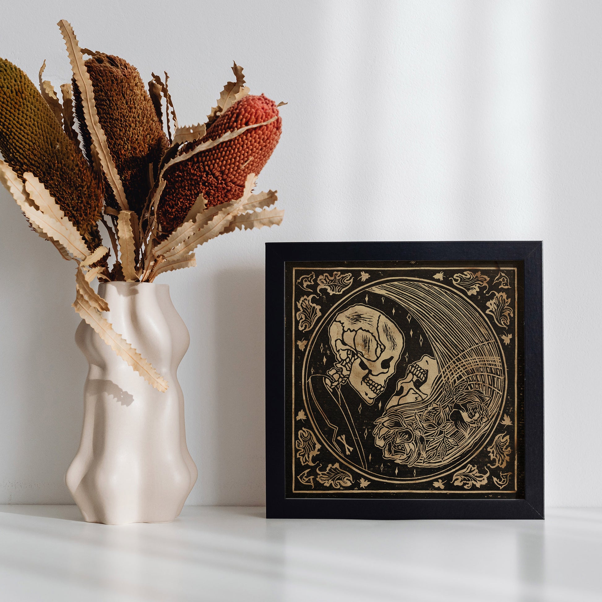 romantic vintage gothic skeleton goth couple printable wall art large linocut prints dark academia primary bedroom engagement gift digital poster mystical quiet luxury relief lino prints etching linogravure 
mothers day gift ideas, daughter, mom birthday gift, long distance gift, living room wall art, wall hanging, laundry room decor, illustration, Housewarming gift, earth tone palette, hostess gift, downloadable, wellness home gift unique, heirloom gift, vintage poster, grandmother gift, new beginning