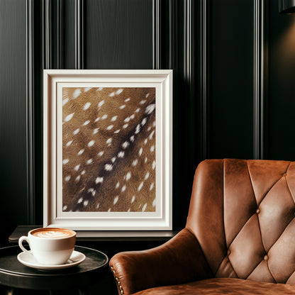 Trendy spotted deer fur animal pattern photography printable wall art fireplace decor