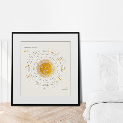 2026 European Printable lunar yearly calendar poster Gold kiss of the moon and sun + Desktop Ipad wallpaper New Year Christmas gift illustrated calendar, wall calendar 2026, holiday calendar 2026, instant download, digital product, downloadable art, wall hanging, unique wall art, Xmas Gift for Nature Lover, minimalist wall art, large wall art, moody wall art, trendy wall art,&nbsp;aesthetic wall art, Christmas, bedroom wall decor, modern kitchen art