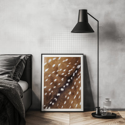 Trendy spotted deer fur animal pattern photography printable wall art fireplace decor