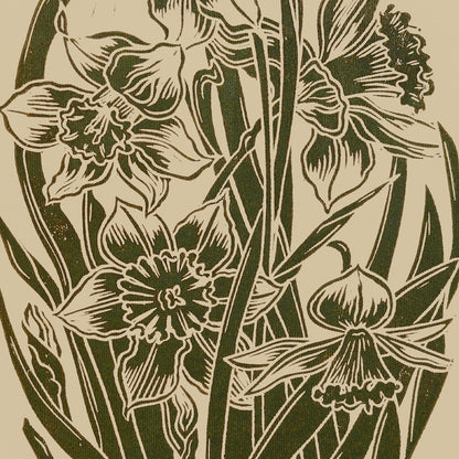 retro cottagecore sage green color gingham wall art daffodil flowers large linocut prints floral lino printable bedroom decor checkered decor digital poster farm reading nook rustic linogravure monochrome grand millennial modern kitchen vintage botanical mom gift living room antique illustration plant lover dining room chateaucore hostess thank you earth tones downloadable instant download home office housewarming laundry farmhouse mother grandmother sister self wife women girlfriend Entryway