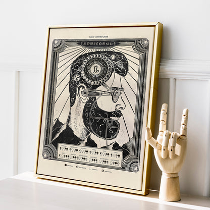 personalized zodiac 2026 lunar calendar moon phases male portrait art deco landscape wall art linocut prints printable wall art home office digital poster boyfriend gift christmas present husband gift for him brother New year gift large contemporary modern chart black bedroom INSTANT DOWNLOAD 
housewarming gift, thank you gift, Thoughtful Autumn Gift, heirloom gift, long distance gift, gift for husband, thinking of you gift, new job gift, gift for boyfriend, gift for her friend, anniversary gift, teacher